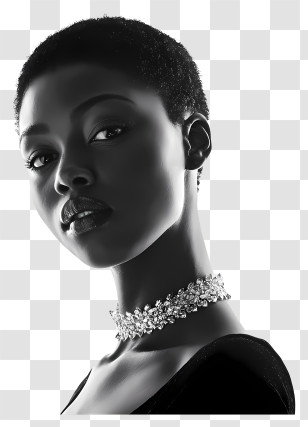 Fashion Black Woman - Elegant Monochrome Female Portrait Transparent PNG
