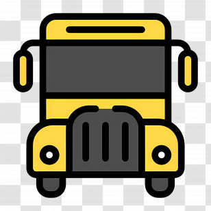 School Bus - Yellow School Bus Icon With Bold Lines Transparent PNG