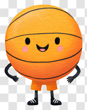Kawaii Basketball - Smiling Basketball Cartoon Character Transparent PNG
