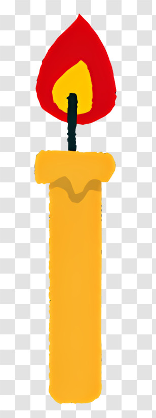 Birthday Candle - Yellow Candle With Red Flame Transparent PNG