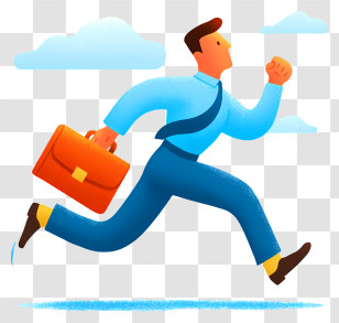 Man With Briefcase Running - Running Man With Briefcase In Business Attire Transparent PNG