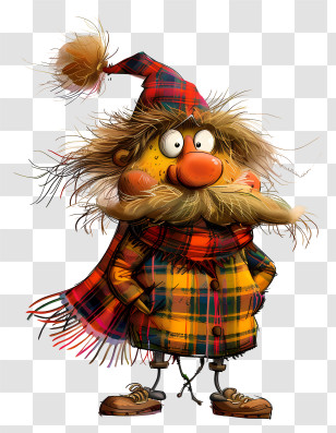 Tartan Day - Funny Character In Plaid Coat Transparent PNG