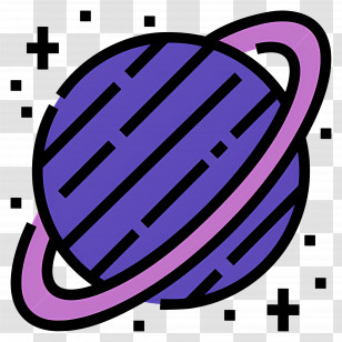 Planets - Purple Planet With Rings And Stars Transparent PNG