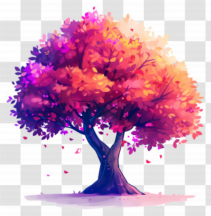 Tree - Colorful Autumn Tree With Vibrant Leaves Transparent PNG