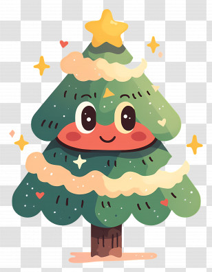 Cute Christmas Tree - Smiling Christmas Tree With Festive Decorations Transparent PNG
