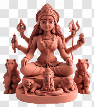 Durga Puja - Clay Statue Of Goddess Durga Transparent PNG
