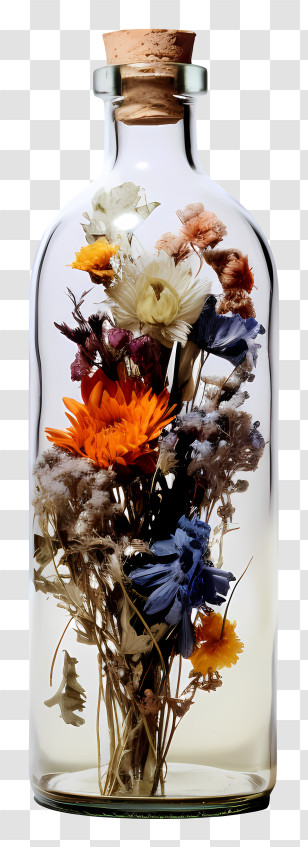 Dry Flower Glass - Bottle With Preserved Flowers Transparent PNG