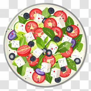 Greek Salad - Colorful Greek Salad With Feta Cheese Transparent PNG