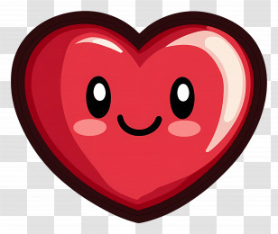 Kawaii Heart - Cute Smiling Cartoon Heart Illustration Transparent PNG