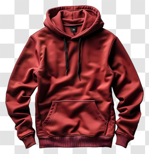 Hoodie - Casual Red Hoodie With Drawstrings Transparent PNG