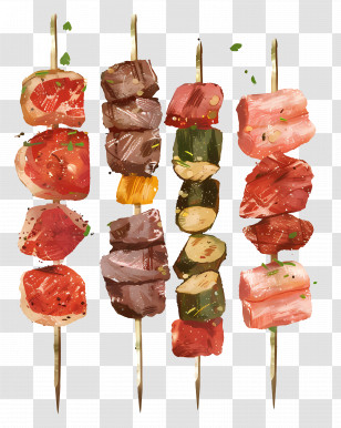 Meat Skewers - Grilled Meat And Vegetable Skewers For Outdoor Feasts Transparent PNG