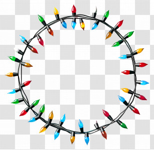 Christmas Lights Border Frame - Colorful Christmas Decorative Lights Transparent PNG