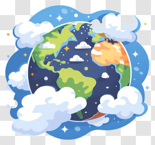 Planet Earth - Earth Illustration With Clouds In Space Transparent PNG