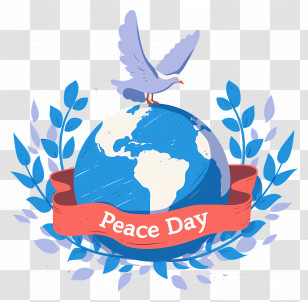 World Day Of Peace - Peace Day Illustration With Dove And Globe Transparent PNG