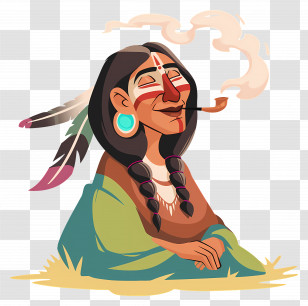 Indian Shaman - Relaxed Character With Pipe Transparent PNG