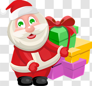 Icon - Santa Claus Illustration With Holiday Gifts Transparent PNG