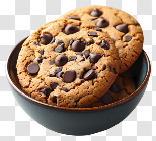 Chocolate Chip Cookies In Bowl - Chocolate Chip Cookies In Bowl Transparent PNG