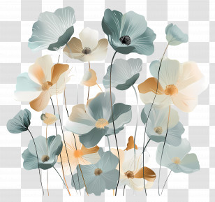 Gold Flowers - Delicate Floral Illustration Transparent PNG