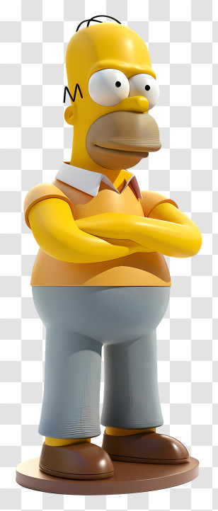 Homer Simpson - Yellow Cartoon Character With Crossed Arms Transparent PNG
