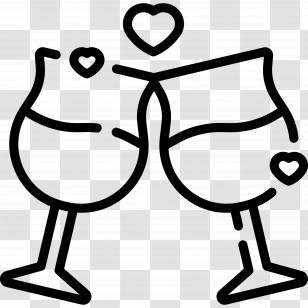 Wine Glasses - Wine Glasses With Hearts Transparent PNG