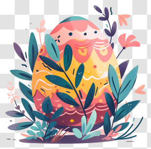 Painted Easter Egg - Decorated Easter Egg With Flowers Transparent PNG