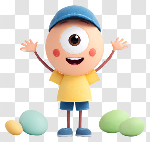 Cartoon Single Eye Figure - Happy Cyclops Cartoon Kid Transparent PNG
