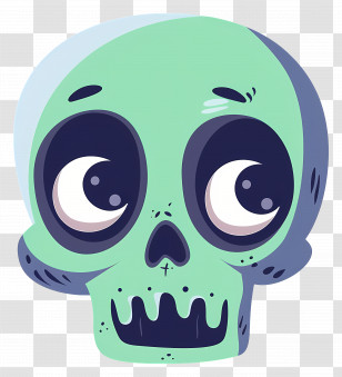 Halloween Skull - Cute Green Cartoon Skull For Halloween Transparent PNG