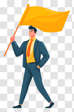 Businessman Holding Flag - Man Holding Yellow Flag In Parade Transparent PNG