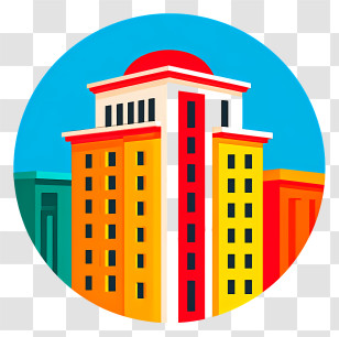 Hotel Icon - Colorful City Building Transparent PNG