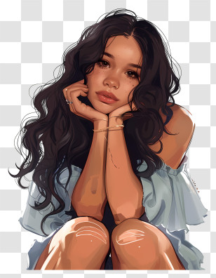 Jenna Ortega - Woman With Long Hair Sitting Thoughtfully Transparent PNG