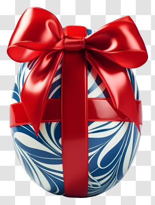 Easter Egg - Decorated Easter Egg With Red Bow Transparent PNG