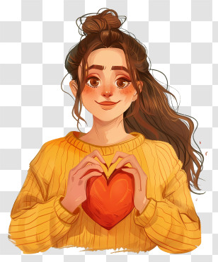 Heart - Girl Holding Heart In Hands Transparent PNG