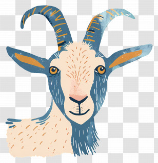 Goat - Illustrated Goat Face Transparent PNG