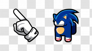 Sonic The Hedgehog Among Us - Cartoon Hand Pointing At Blue Character Transparent PNG