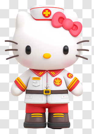 Hello Kitty In Uniforms - Cute Nurse Cartoon Cat Transparent PNG