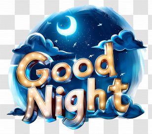 Good Night - Good Night Illustration With Moon And Clouds Transparent PNG