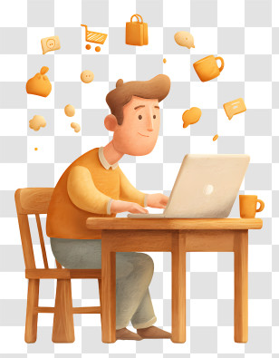 Online Shopping Via Laptop - Freelancer Working At Laptop Transparent PNG