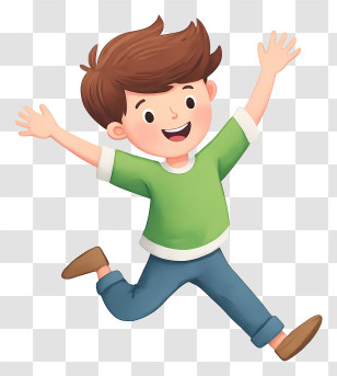 Cartoon Boy Running - Happy Jumping Boy Transparent PNG