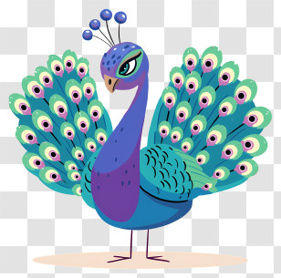 Blue Peacock - Colorful Peacock With Vibrant Feathers Transparent PNG