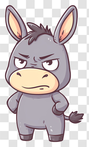 Angry Gray Donkey - Cartoon Donkey With Expression Transparent PNG