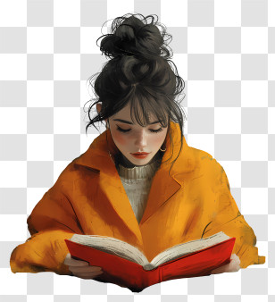 Woman Reading Book - Girl Reading Book With Glasses Transparent PNG