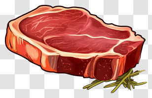 Cooked Steak - Raw Ribeye Steak With Herbs Illustration Transparent PNG
