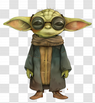 Yoda - Cute Cartoon Alien Character With Goggles Transparent PNG