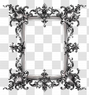 Metal Frame - Ornate Silver Frame With Intricate Design Transparent PNG
