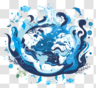 World Water Day - Earth With Water And Nature Elements Transparent PNG