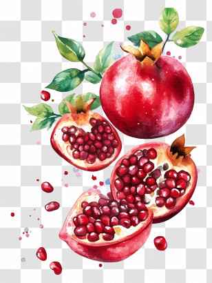 Pomegranate Watercolor - Watercolor Illustration Of Pomegranates Transparent PNG