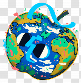 Magic Planet - Earth Apple With Sunglasses Transparent PNG