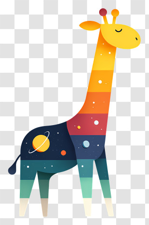Dreamy Giraffe - Colorful Space Giraffe Transparent PNG