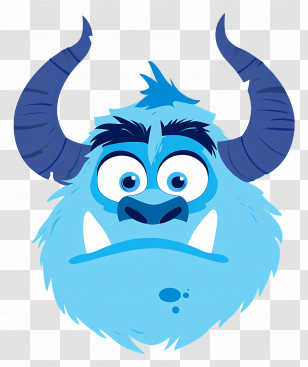 Sulley Head - Blue Furry Monster Cartoon Transparent PNG