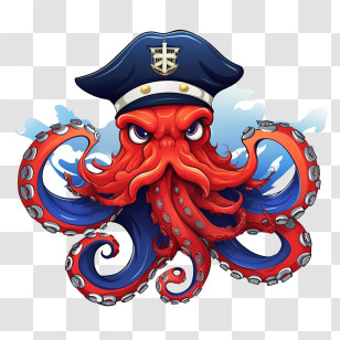 Octopus - Cartoon Octopus Captain Transparent PNG